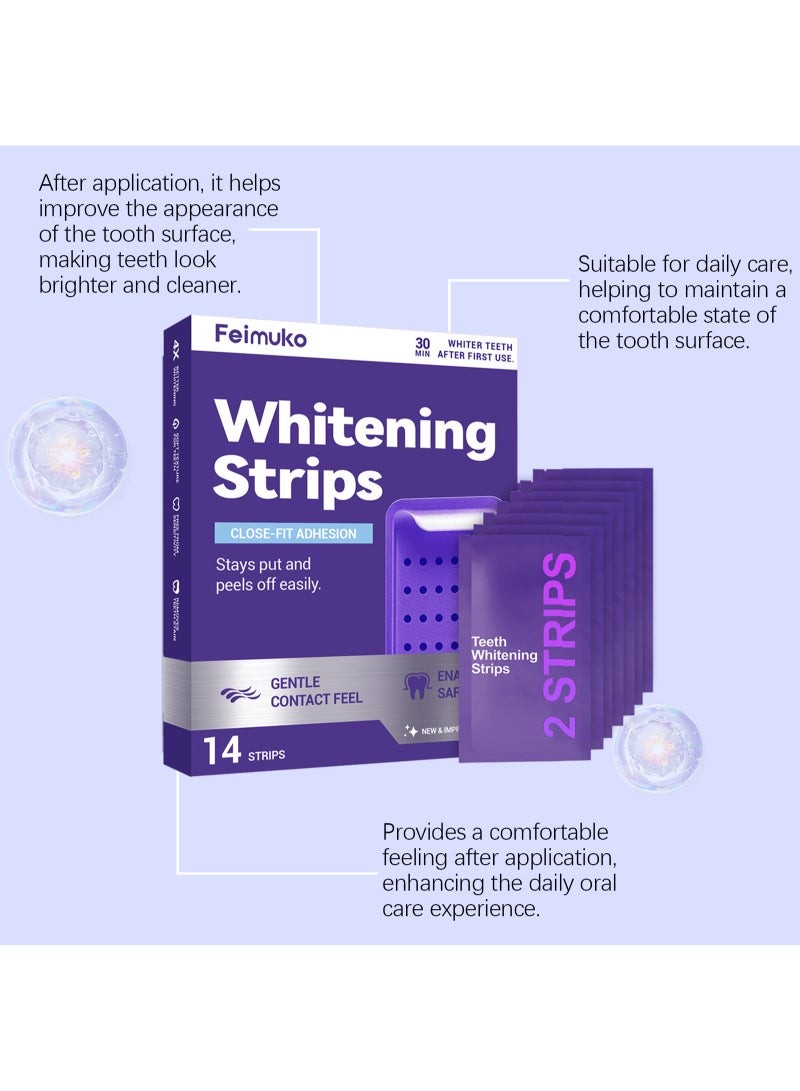 Feimuko White Teeth Whitening Strips, Fast Effective  Significant Brightening Portable Easy to Use 14 Pairs - Image 5